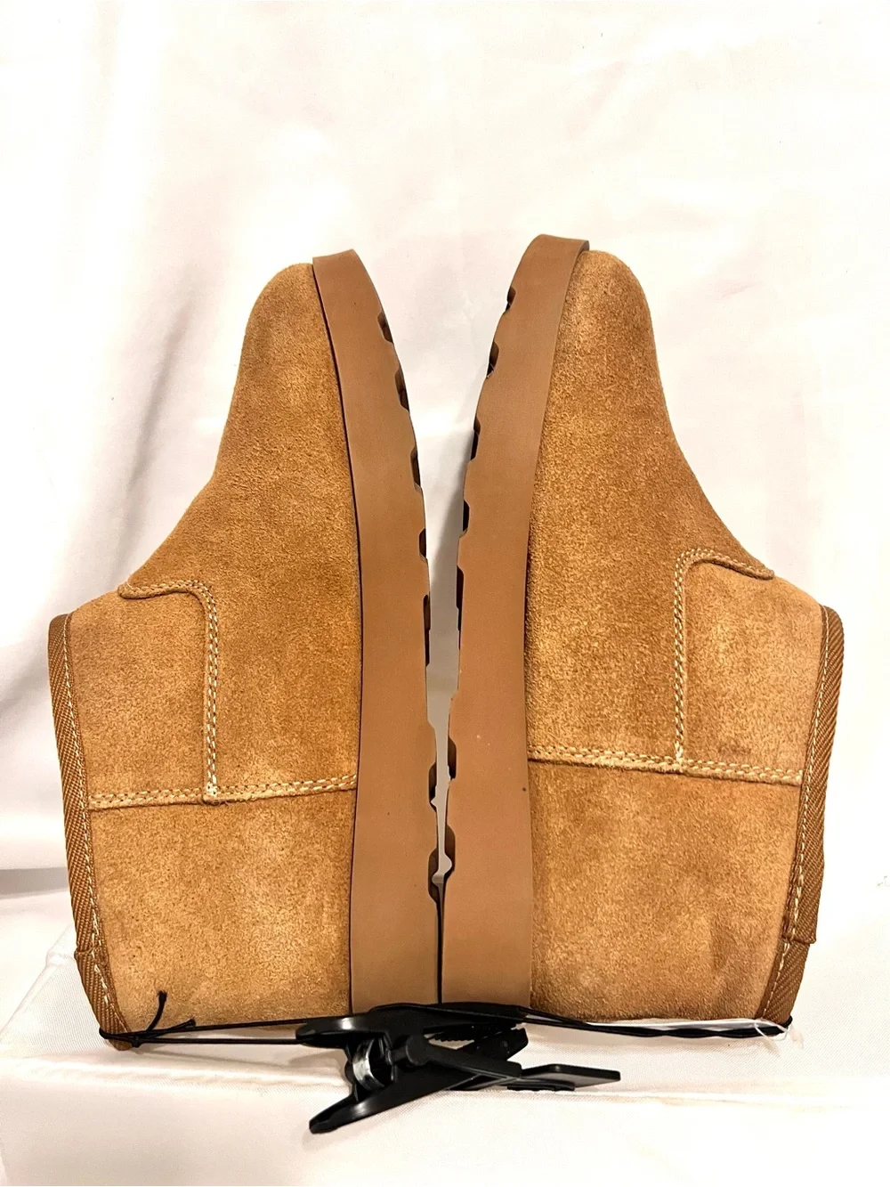 Time and Tru-NWT-Women's Ankle Boots-Tan-Leather Suede-Slip On-Sz. 8-Faux Fur